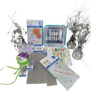 321 Party Birthday Decoration Lot Plates Napkins Sash Candles Etc Silver Rainbow